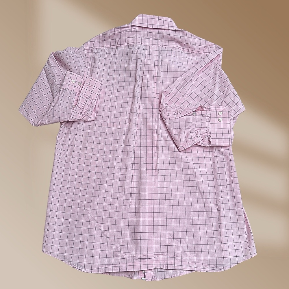 Paul Fredrick Men's Pink & Gray Plaid Button Down Collard Shirt Size 16 1/2 - 33 - Picture 3 of 4